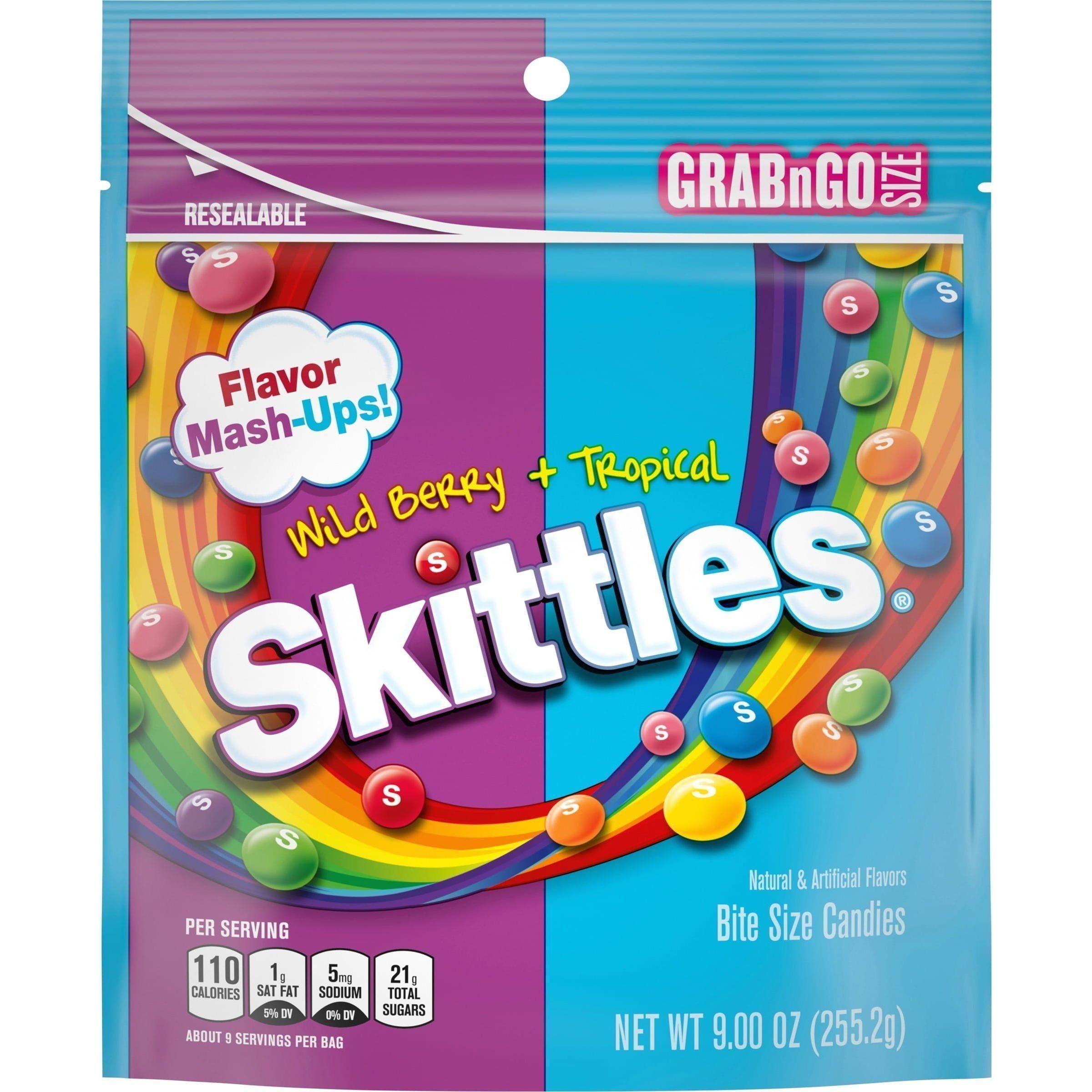 Skittles Wild Berry and Tropical Flavor Mash-Ups Chewy Candy, 9 oz - Skittles