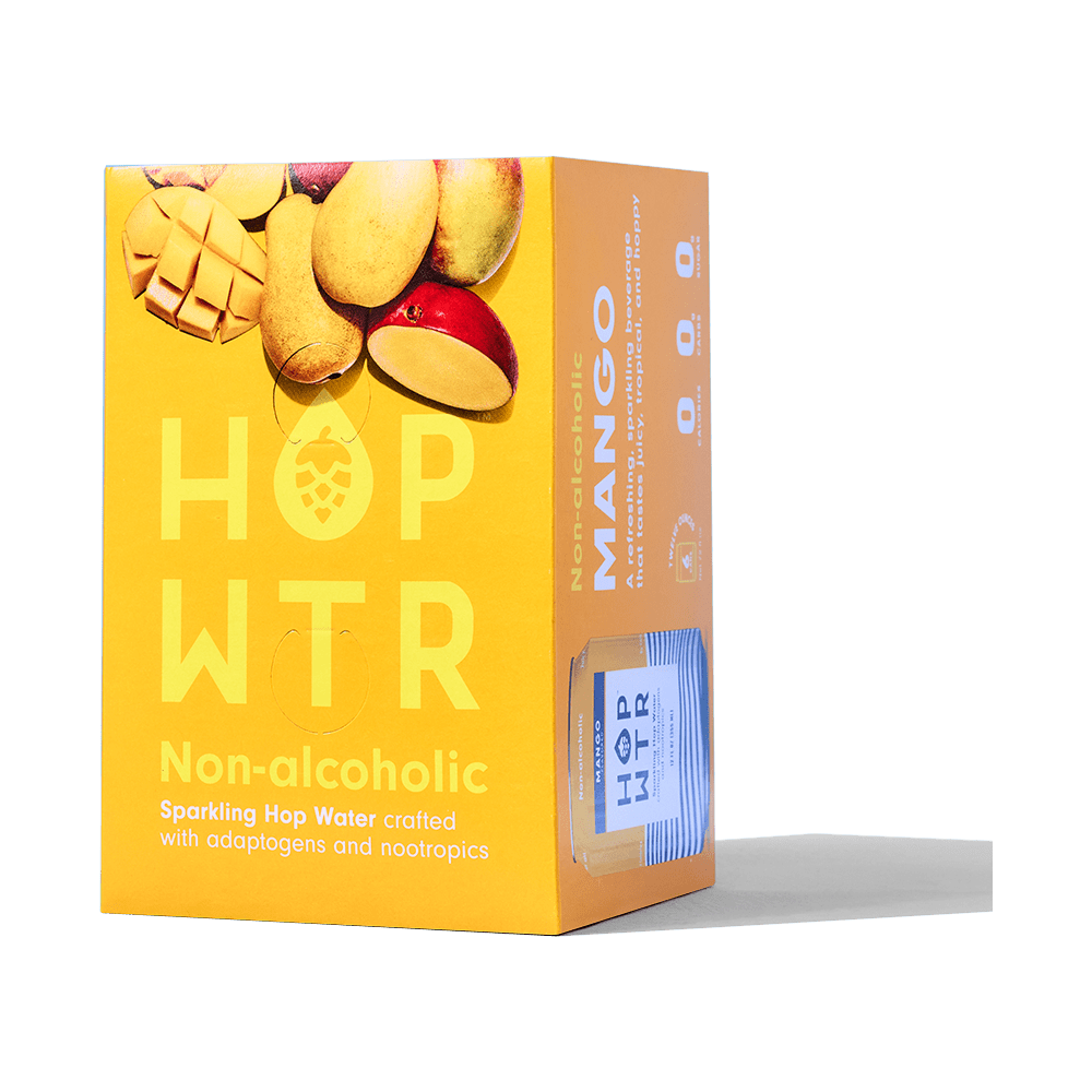 Mango Infused Sparkling Hop Water - 6 Pack of 12 oz Cans - HOP WTR