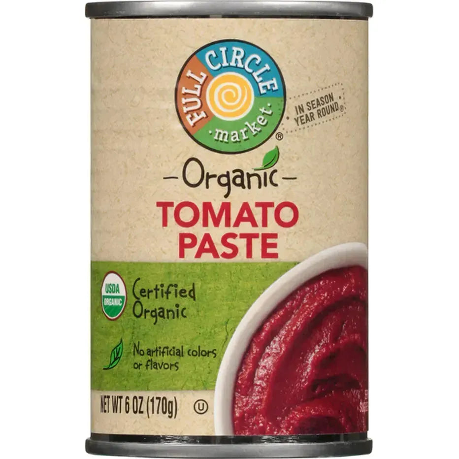 Organic Tomato Paste by Full Circle Market, 6 oz Cans, Pack of 8 - Full Circle Organic