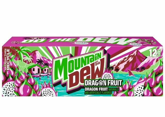 Mountain Dew Soda Dragon Fruit Limited Edition 12 fl oz, 12 Count - Pepsi