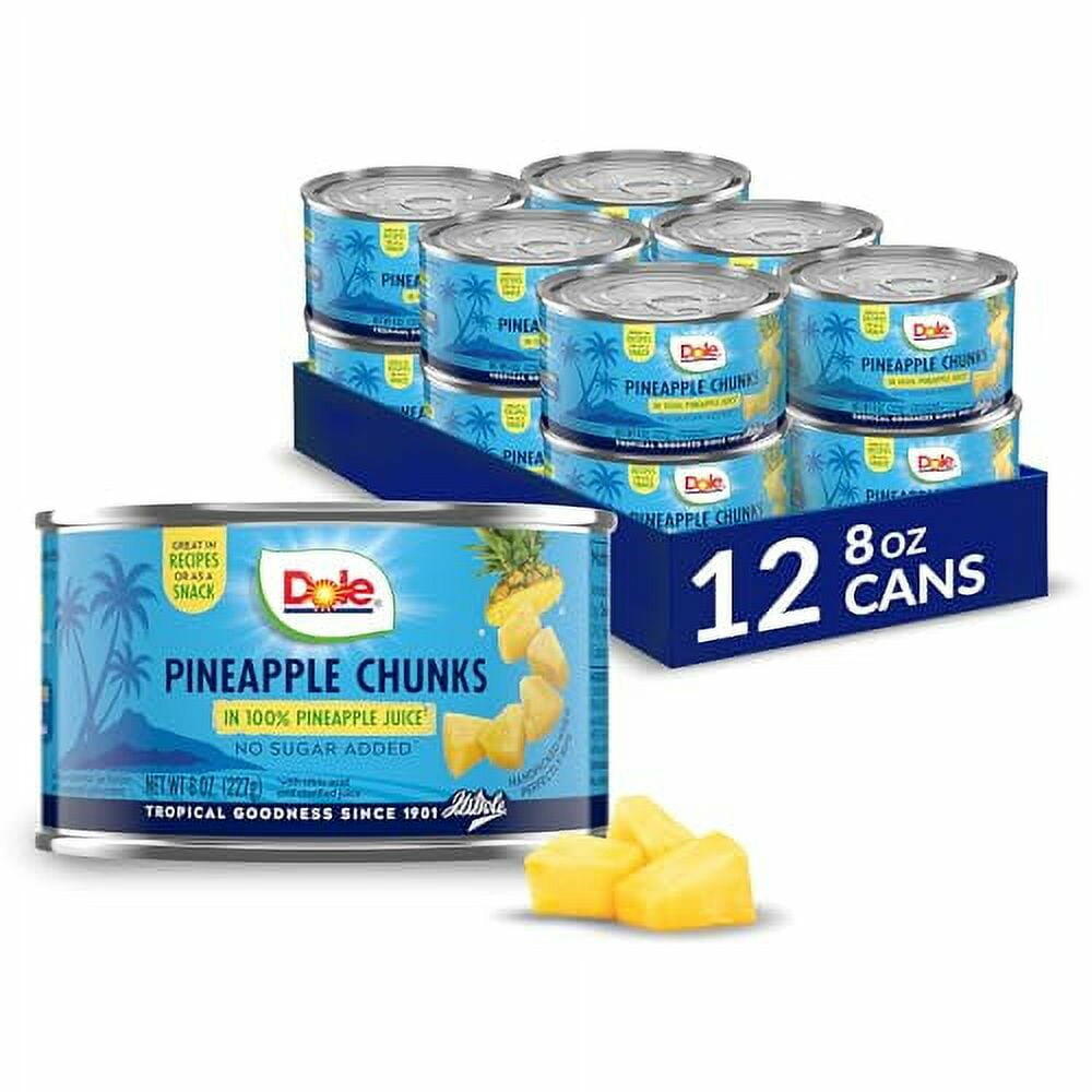 Dole Pineapple Chunks 100% Pineapple Juice 8oz, 12 Pack - Dole