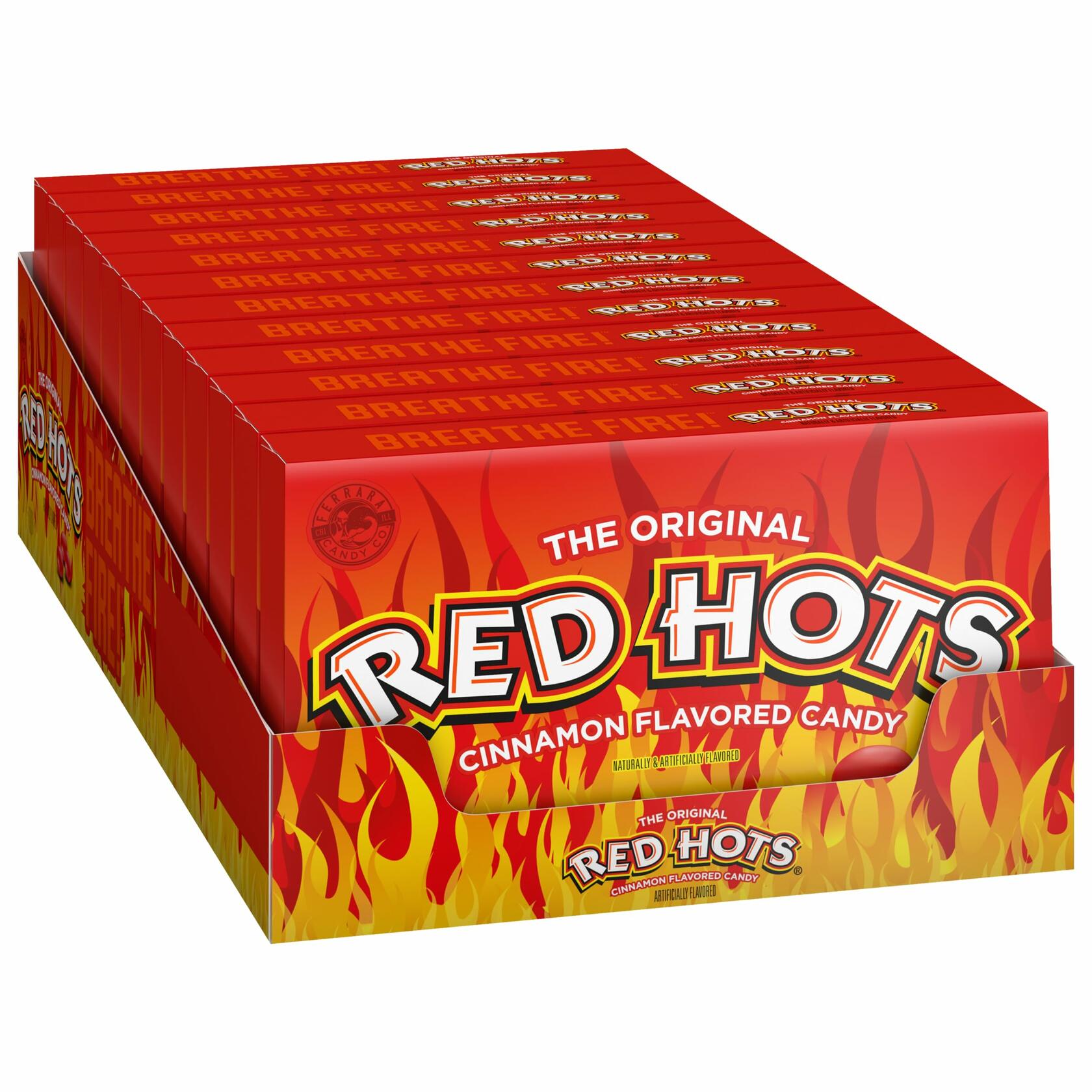 Wonka Red Hots, Cinnamon Hard Candy, 5.5 Ounce Theater Candy Boxes (Pack of 12) - Wonka