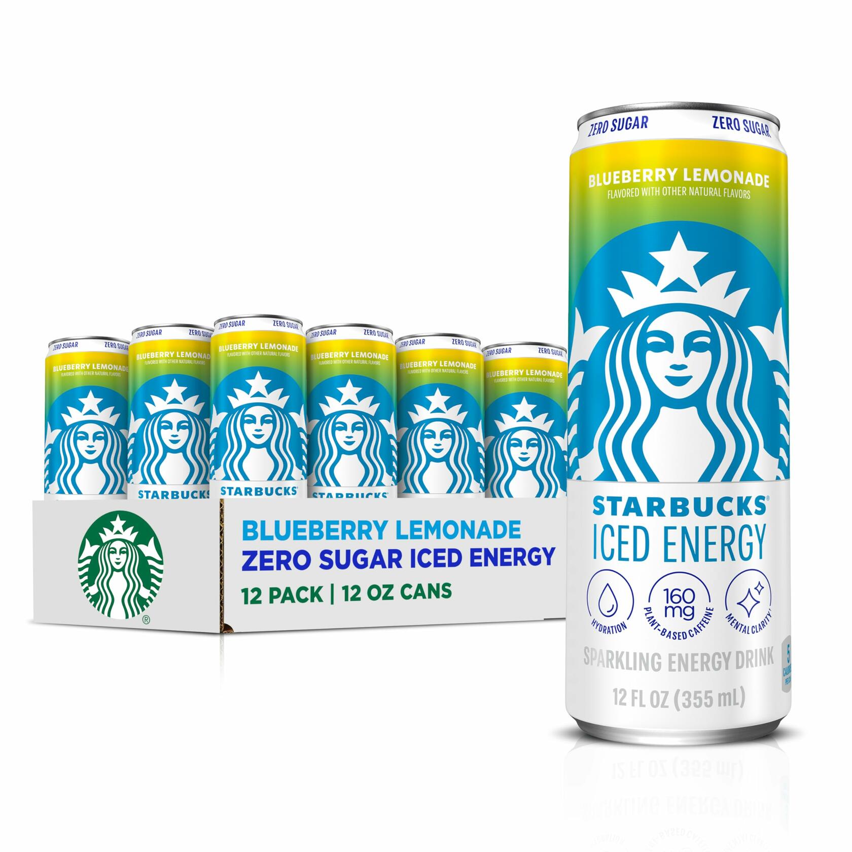 Starbucks Zero Sugar Iced Energy Blueberry 12oz, 12 Pack - Starbucks
