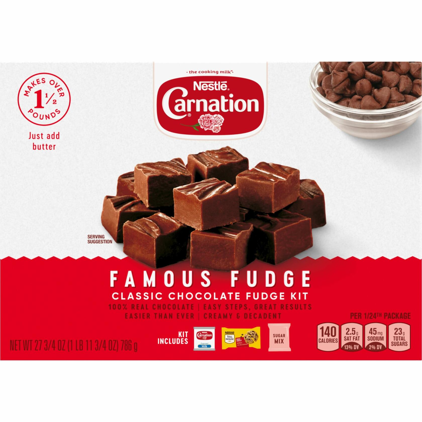 Nestle Carnation Classic Fudge Kit, Chocolate, 27.75oz - Carnation