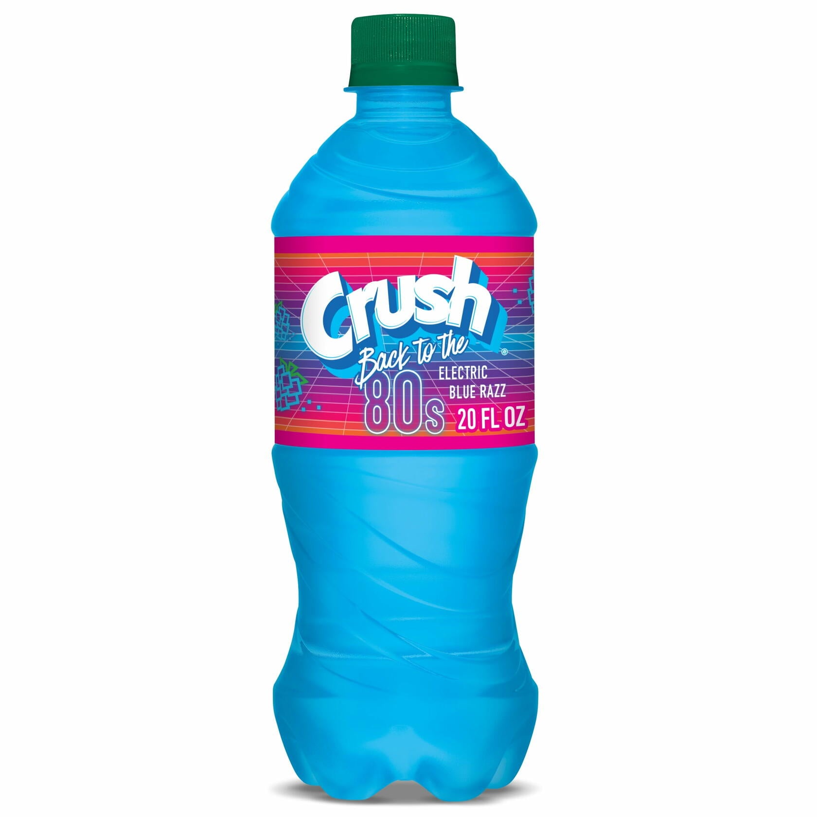 Crush Electric Blue Razz Soda, 20 fl oz Bottle, Caffeine Free