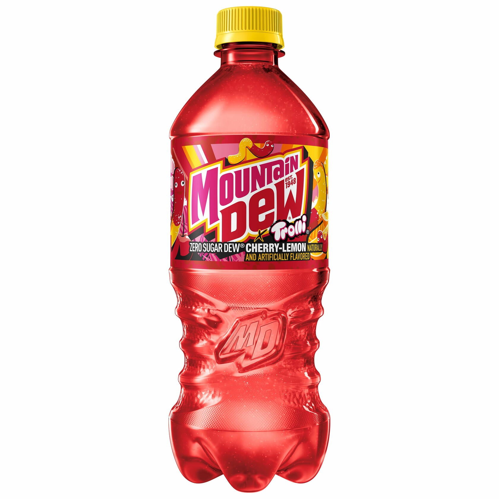 Mountain Dew Zero Sugar Cherry Lemon  flavored Trolli, 20.0 fl oz, 1 count Bottle