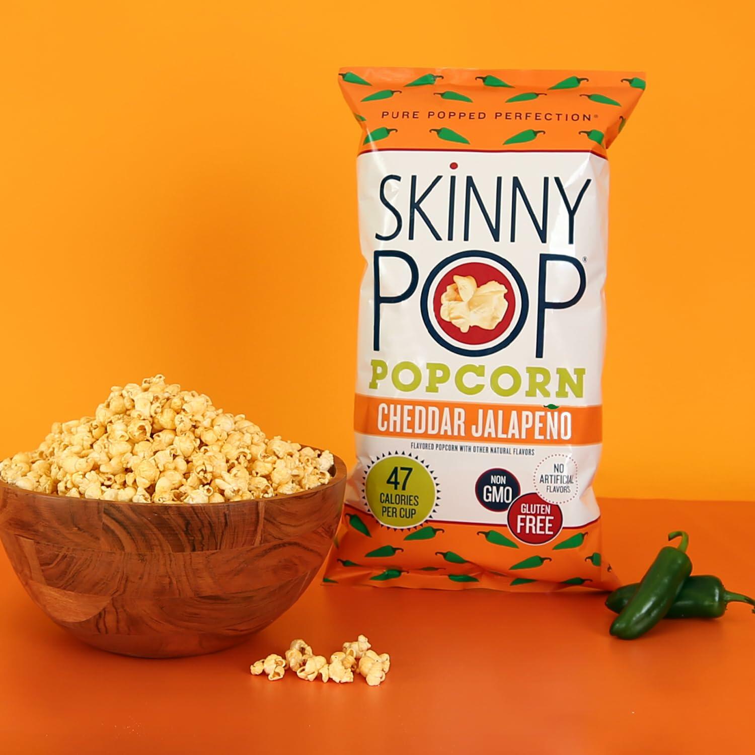 SkinnyPop Popcorn Snack Cheddar Jalapeno, 4.4oz, 2 Pack - SkinnyPop