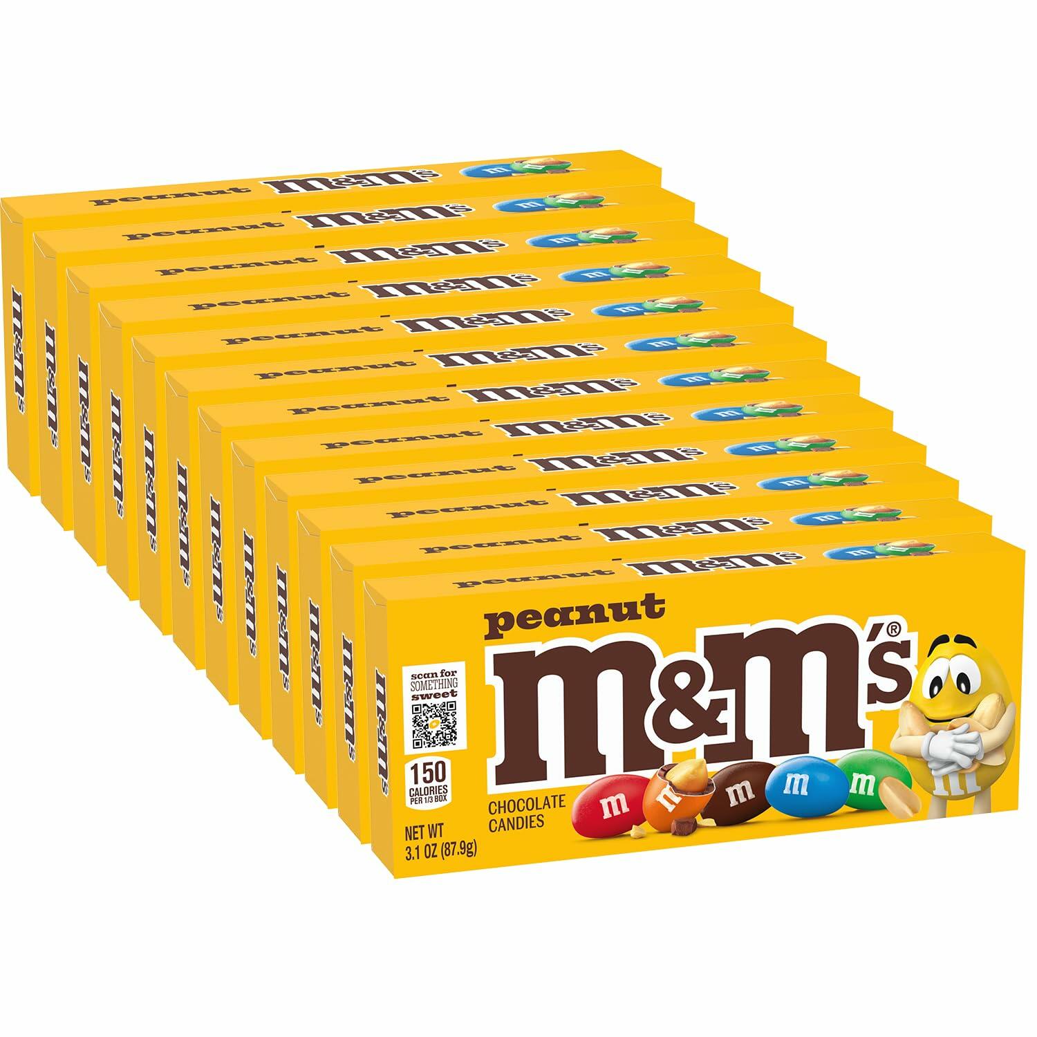 M&M's Milk Chocolate Candy Peanut Theatre Box 3.1 oz, 12 Pack - M&M's