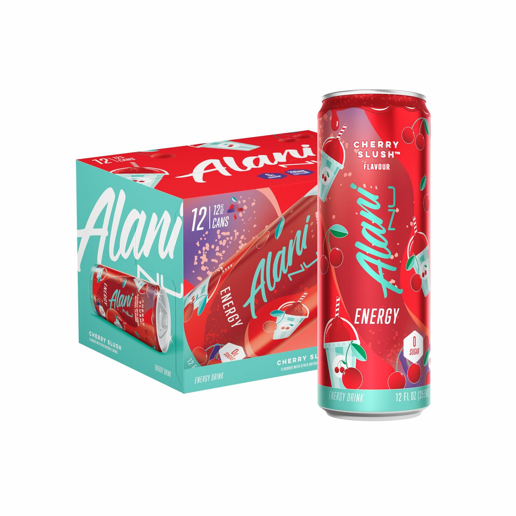Alani Nu CHERRY SLUSH Energy Drinks, Zero Sugar, 12 Fl Oz Cans, 12 Pack - Alani Nu