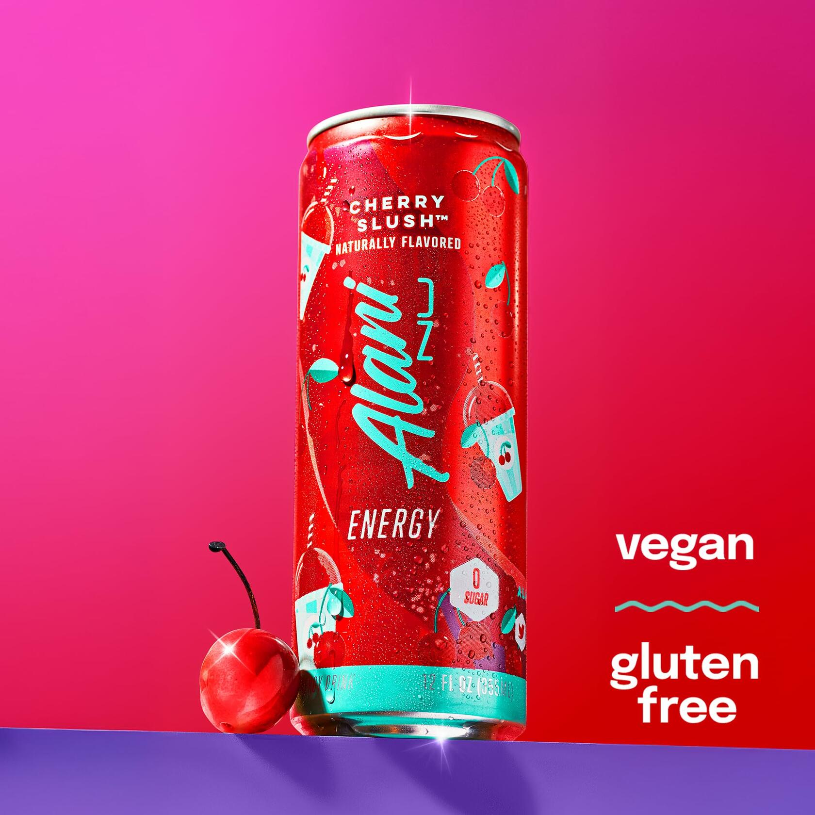 Alani Nu CHERRY SLUSH Energy Drinks, Zero Sugar, 12 Fl Oz Cans, 12 Pack - Alani Nu