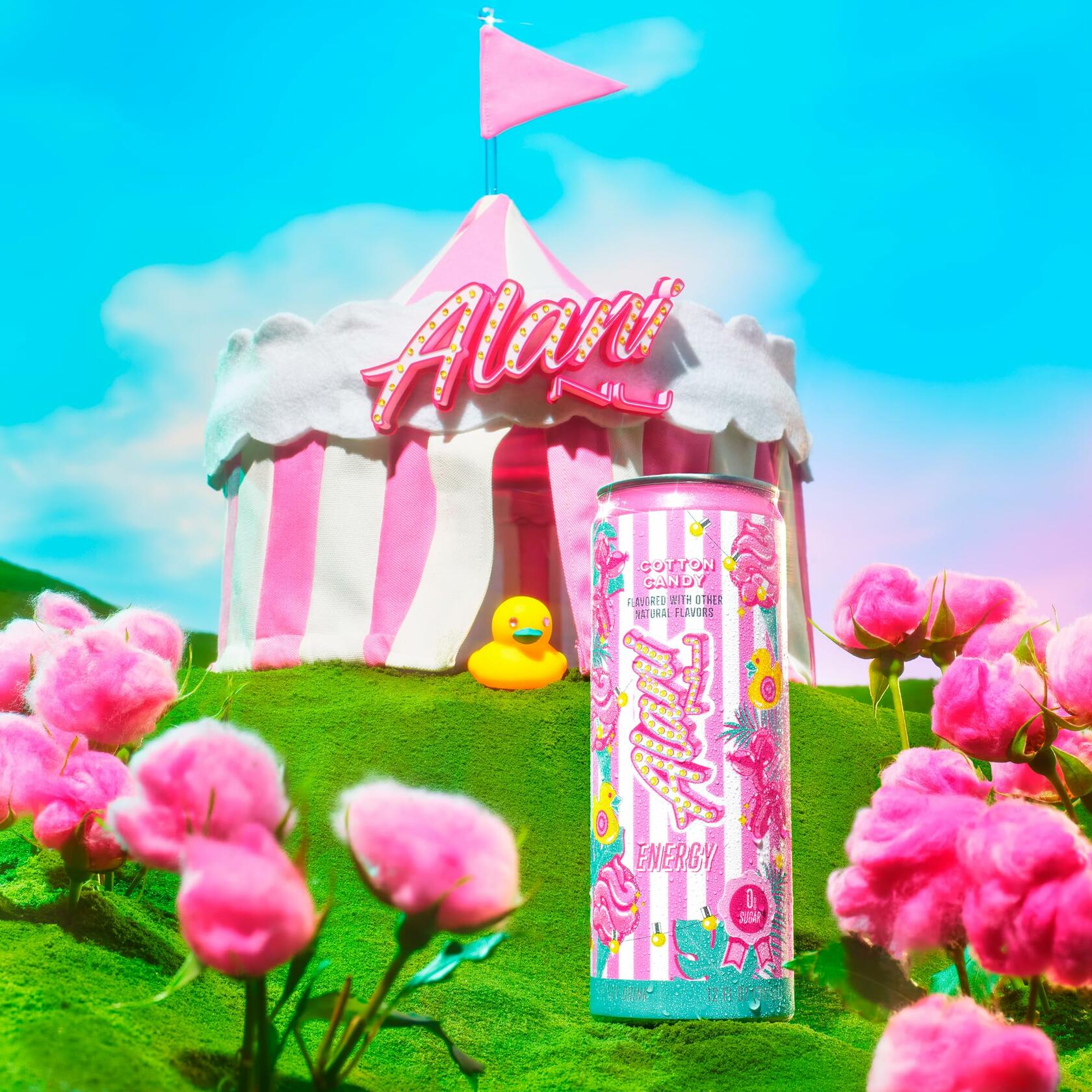 Alani Nu Cotton Candy Energy Drink Zero Sugar 12 Oz Cans 12 Pack Blue Slush Flavor - Alani Nu
