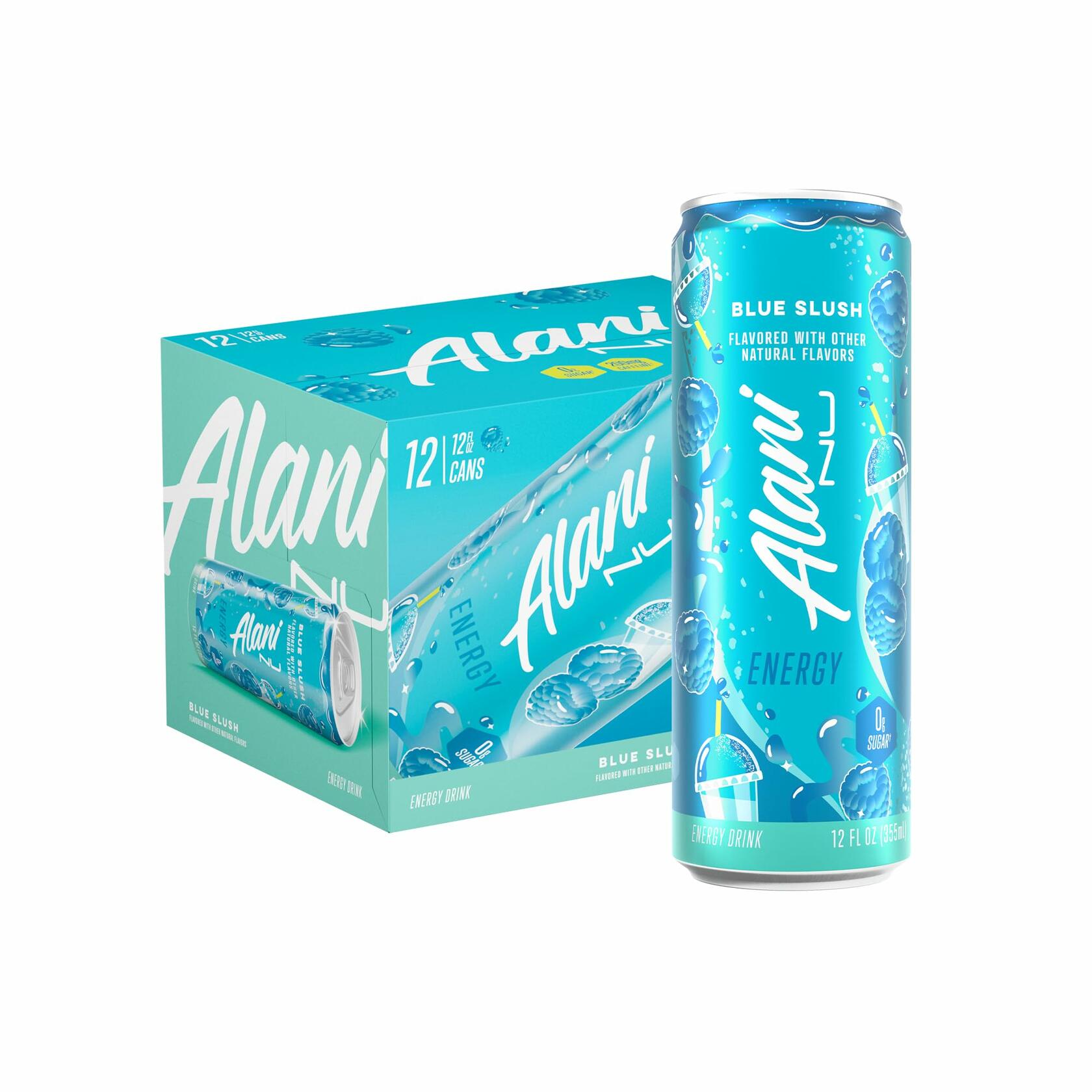 Alani Nu Blue Slush Energy Drink 12 Fl Oz Cans Pack of 12 Caffeinated With B Vitamins - Alani Nu
