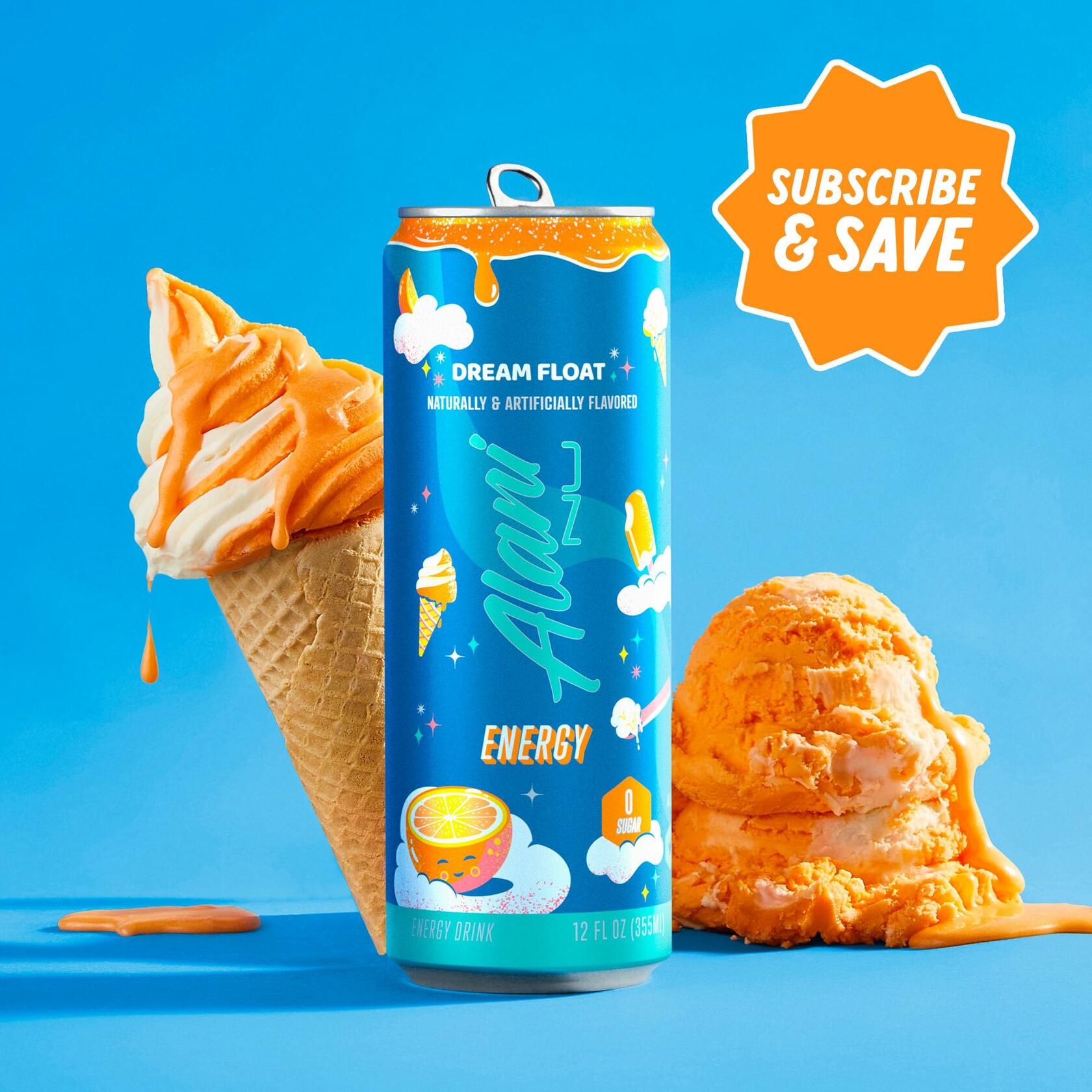 Alani Nu Dream Float Energy Drink 12 Fl Oz Cans Blue Slush Flavor Zero Sugar 12 Pack - Alani Nu