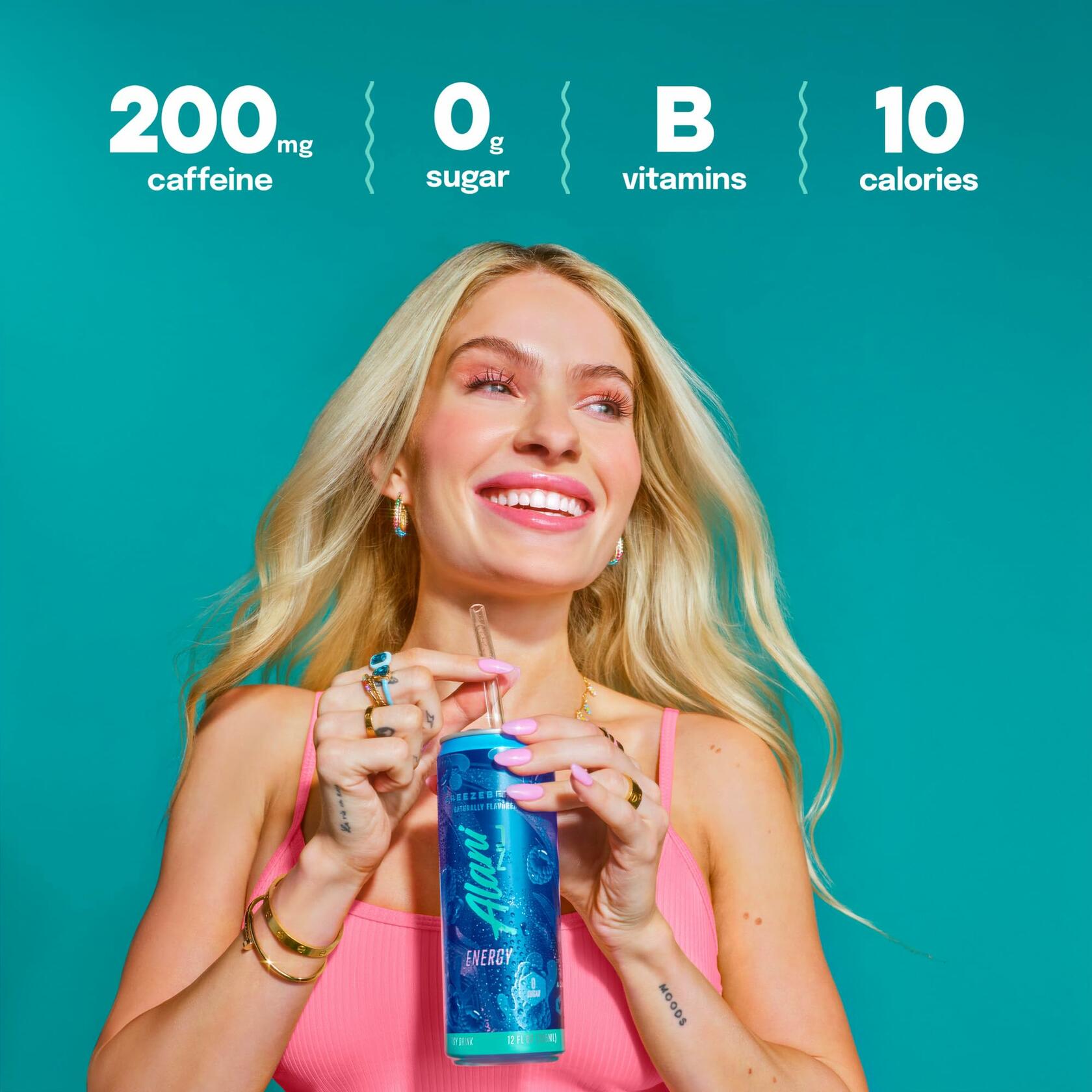 Alani Nu BreezeBerry Energy Drink 12 Fl Oz Cans Pack Of 12 Naturally Flavored Blue Slush With 200mg Caffeine - Alani Nu