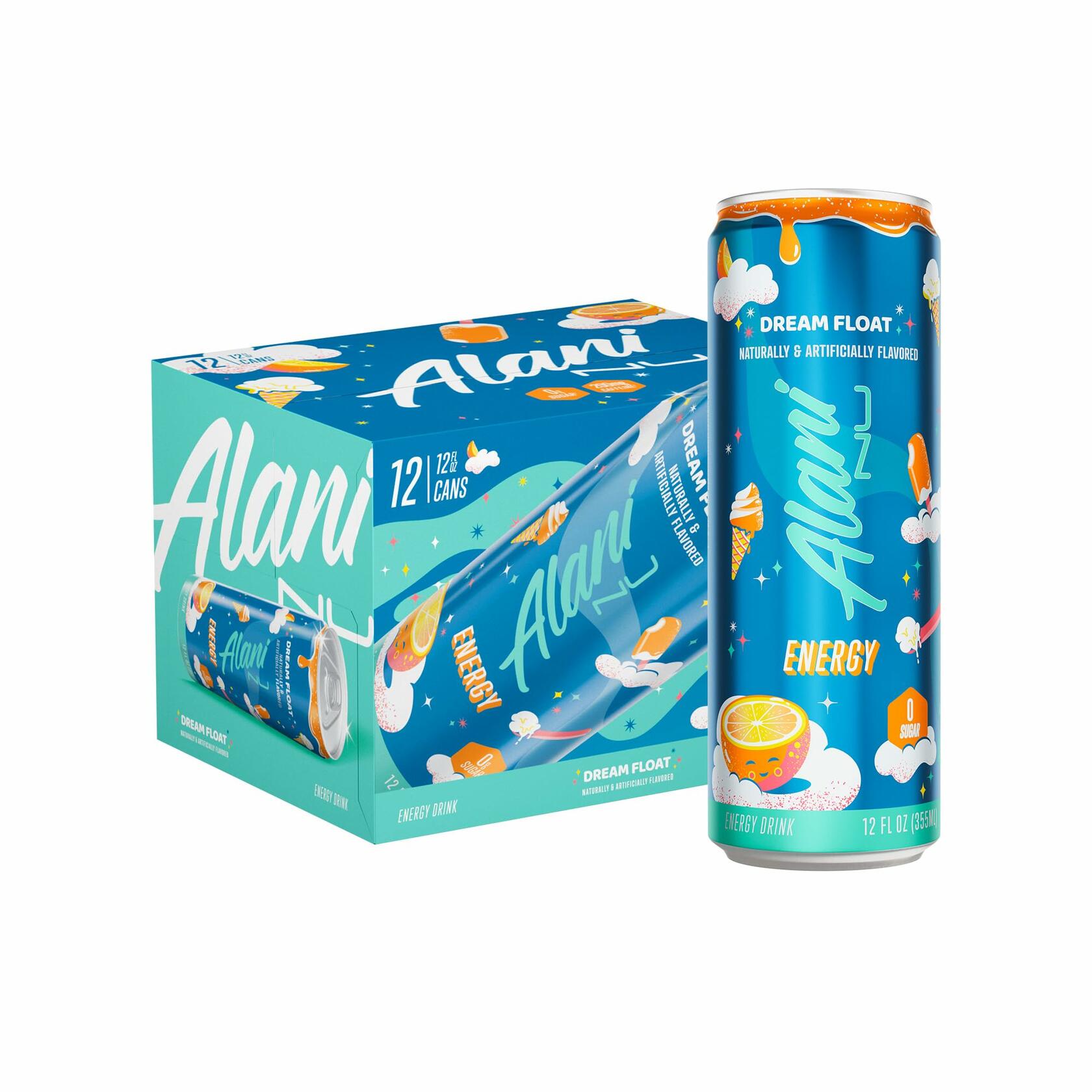 Alani Nu Dream Float Energy Drink 12 Fl Oz Cans Blue Slush Flavor Zero Sugar 12 Pack - Alani Nu