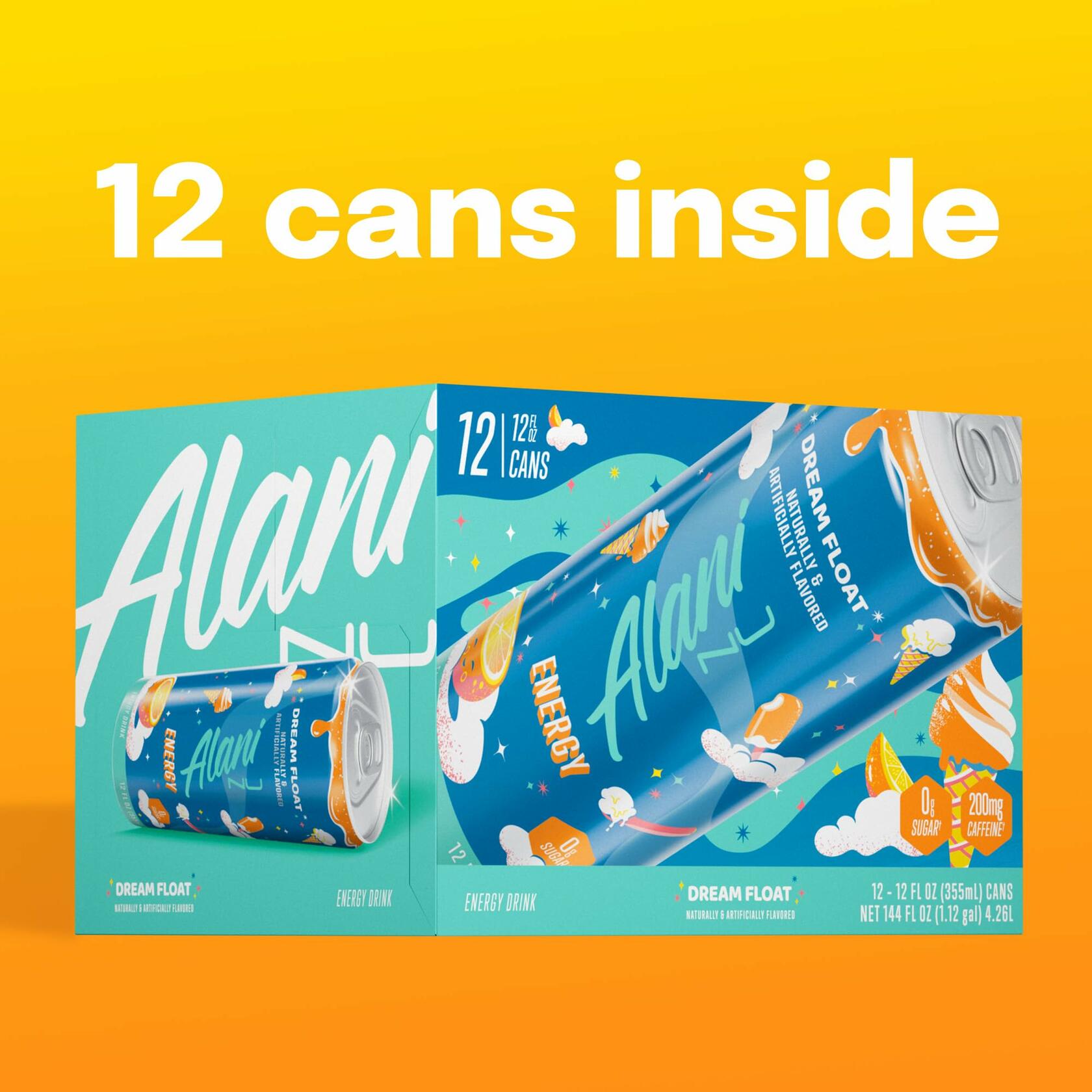Alani Nu Dream Float Energy Drink 12 Fl Oz Cans Blue Slush Flavor Zero Sugar 12 Pack - Alani Nu