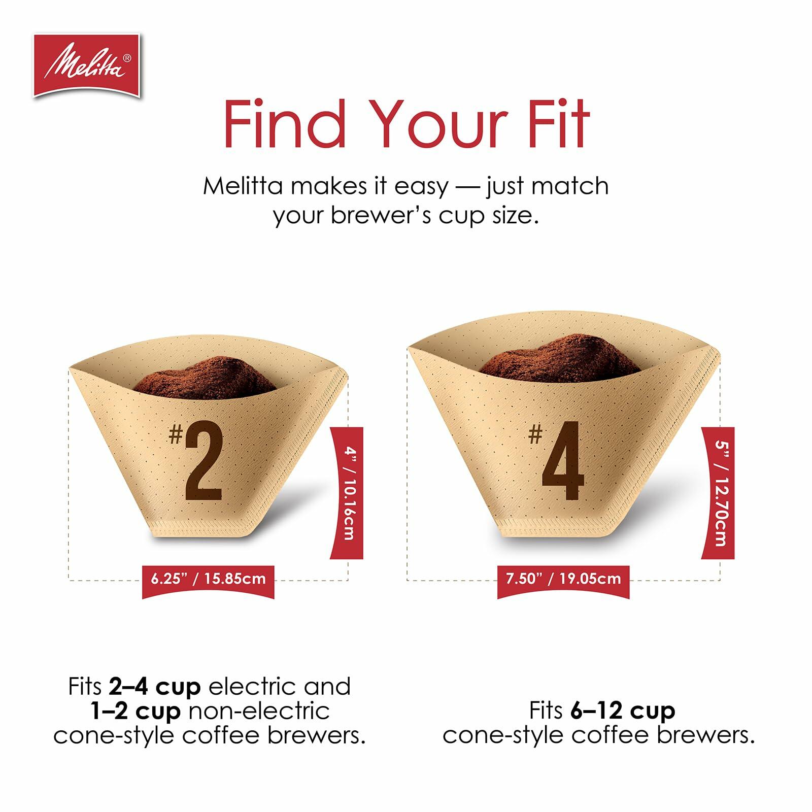 Melitta No 4 Cone Coffee Filters Unbleached Natural Brown Paper 600 Count Pack Of Six For 8 To 12 Cup Cone Makers - Melitta