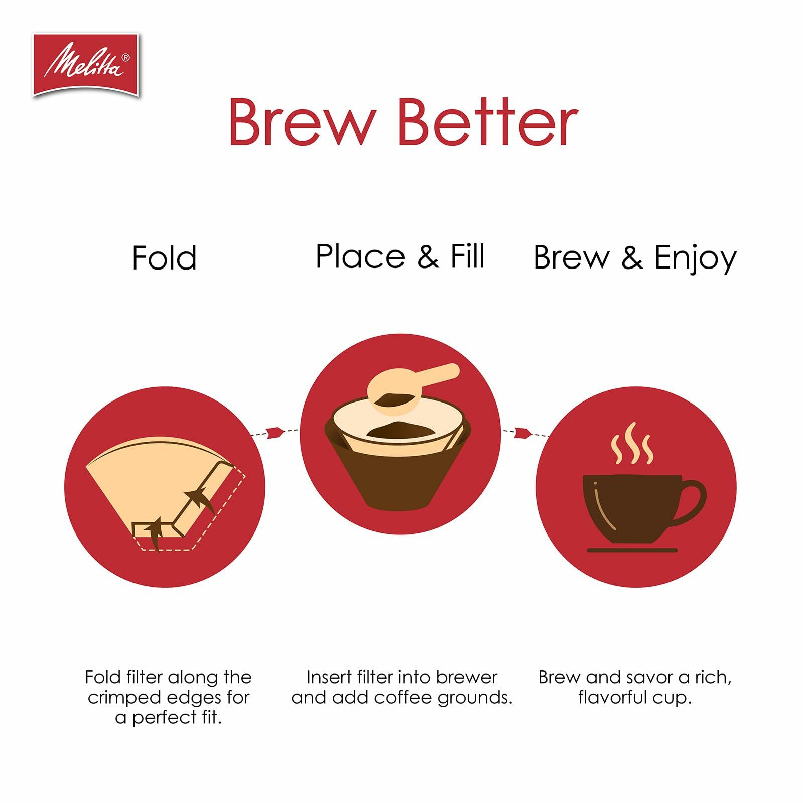 Melitta No 4 Cone Coffee Filters Unbleached Natural Brown Paper 600 Count Pack Of Six For 8 To 12 Cup Cone Makers - Melitta