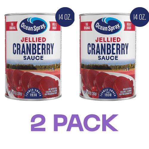 2-Pack  Jellied Cranberry Sauce, Canned Side Dish, 14 oz Can - Cranberry Sauce