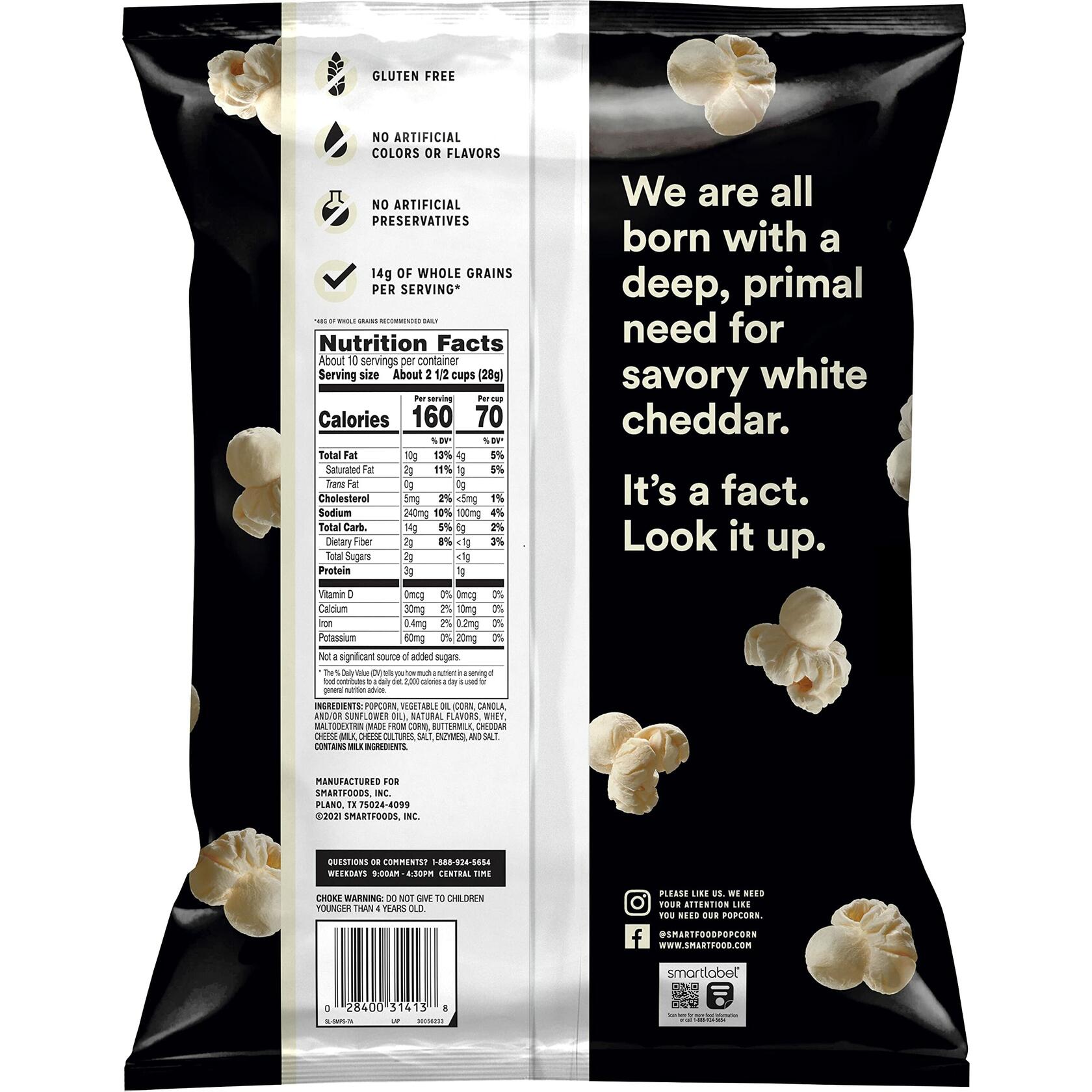 Smartfood Popcorn, White Cheddar, 9.75 oz - Smartfood