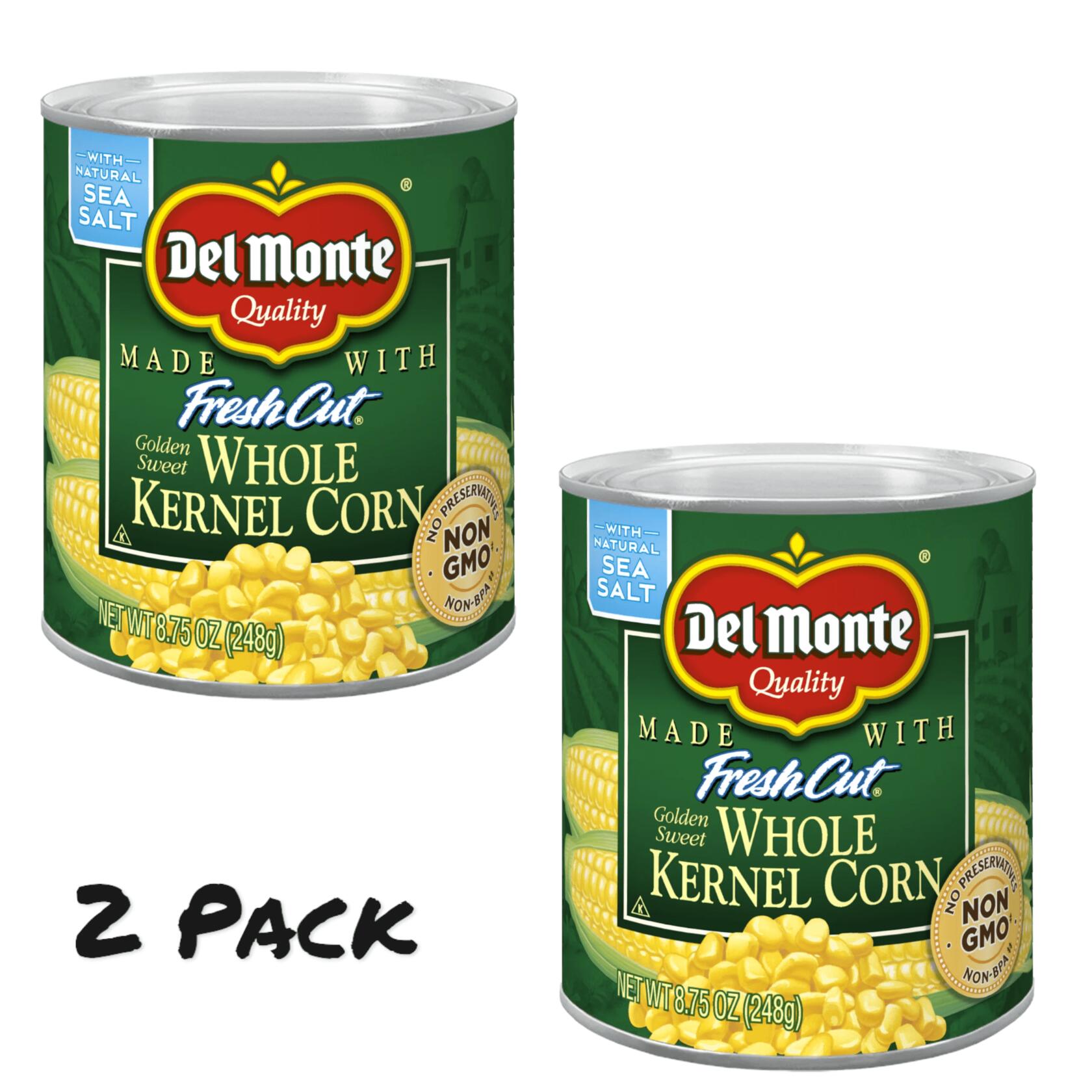 ( 2 Pack ) Del Monte Golden Sweet Whole Kernel Corn, 8.75 oz Can - Del Monte