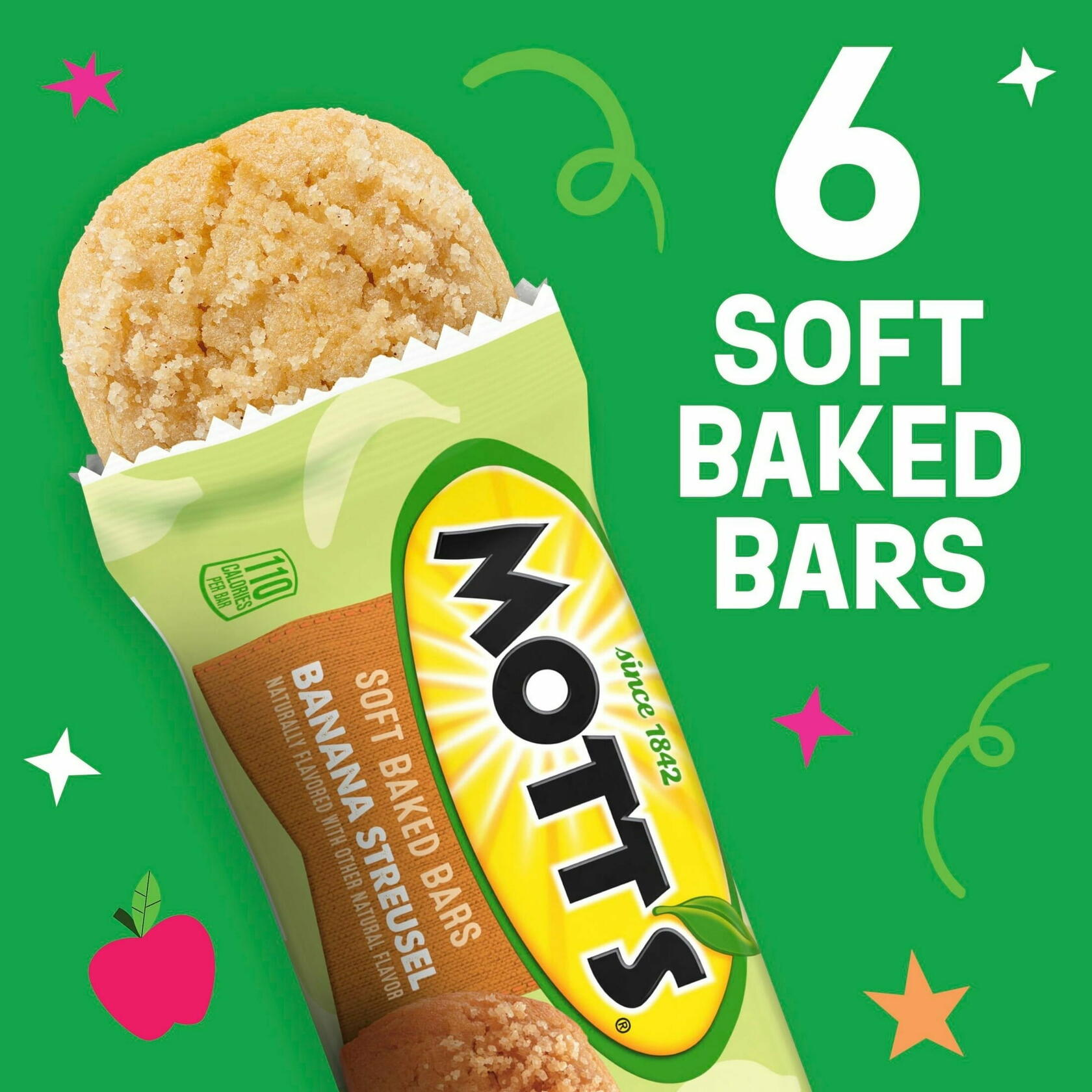 Mott's Soft Baked Bars, Banana Streusel, Made with Applesauce, 6 Ct, 5.76 oz(2 Packs) - Mott’s Store offical
