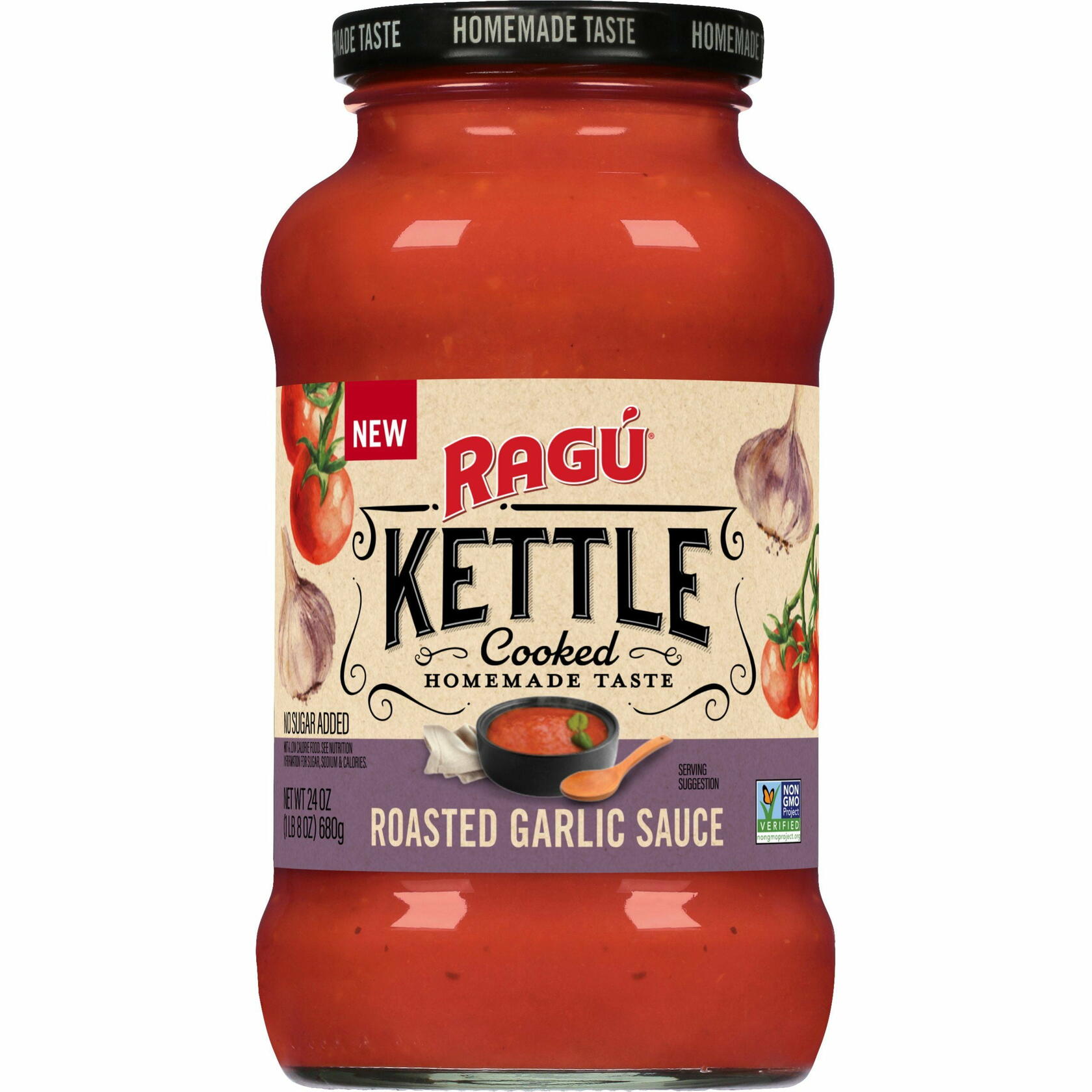 Ragu Kettle Cooked Roasted Garlic Pasta Sauce, 24 Ounce Jar - RAGÚ