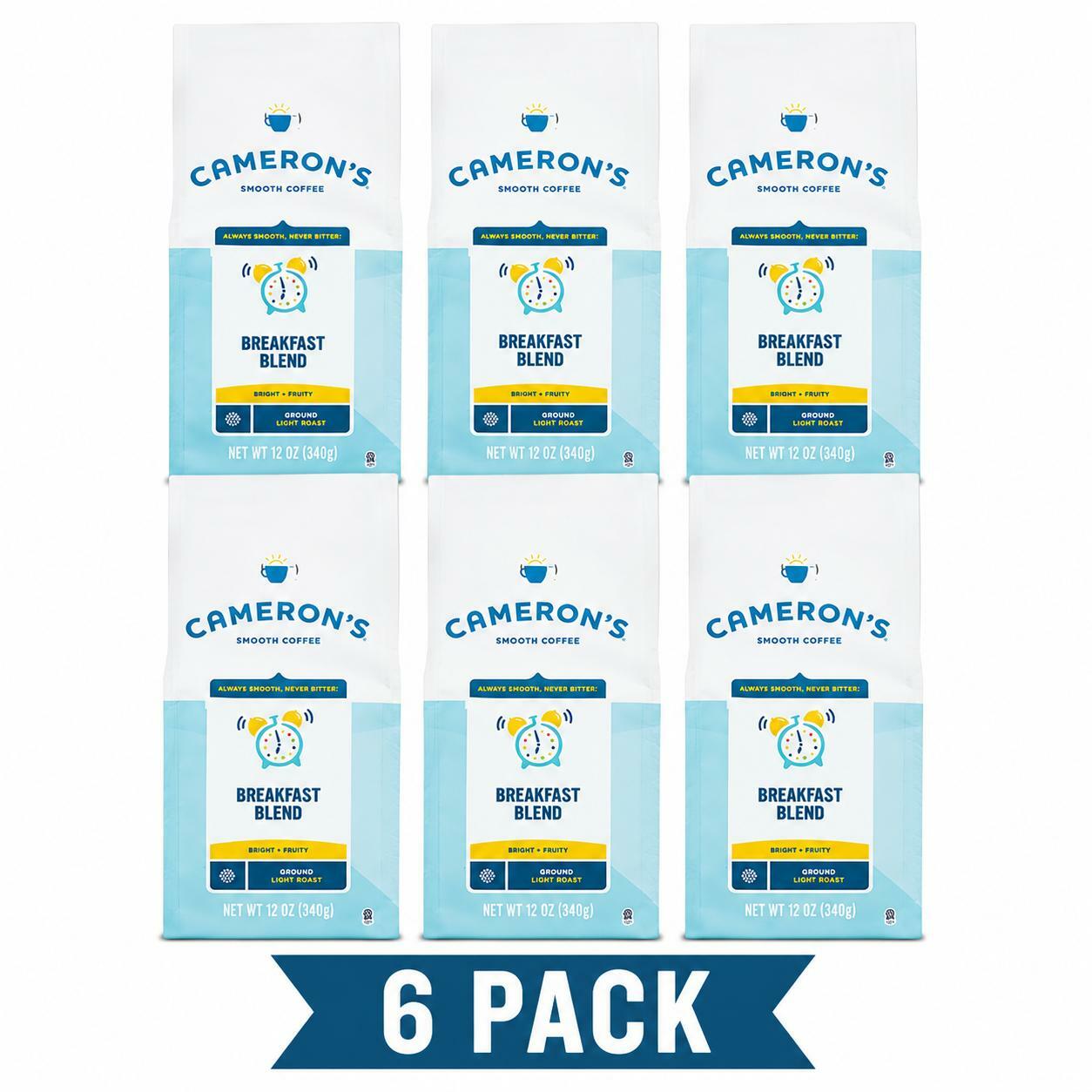 Cameron's Breakfast Blend Ground Coffee Light Roast 12 oz 6 Pack