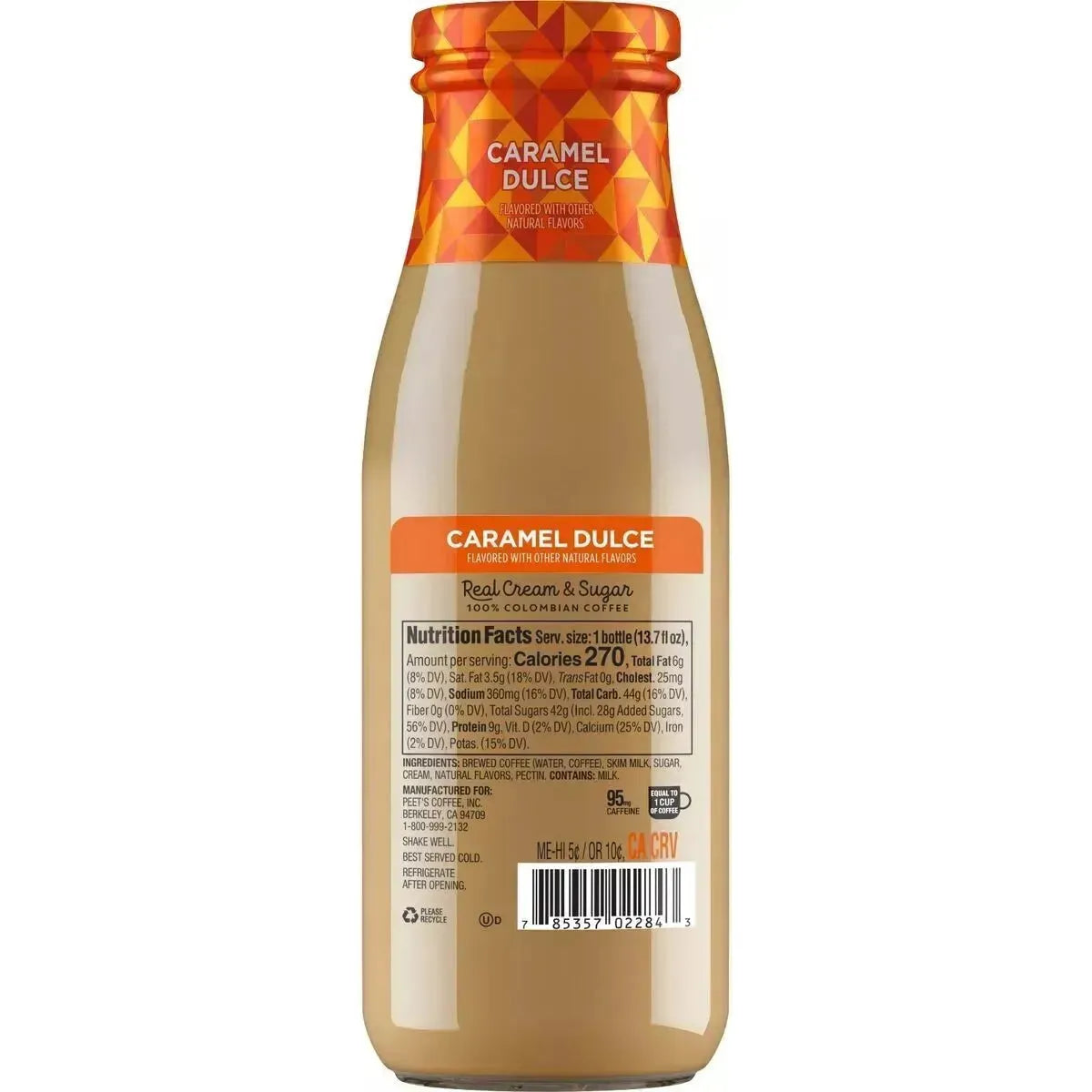 Peet's Caramel Dulce Coffee 13.7 oz Glass Bottles - 4 Pack - Peet's Coffee